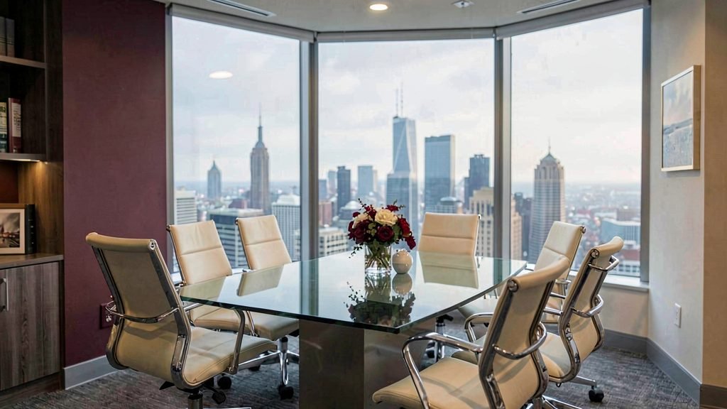 Fotografía ilustrativa: sala de juntas corporativa