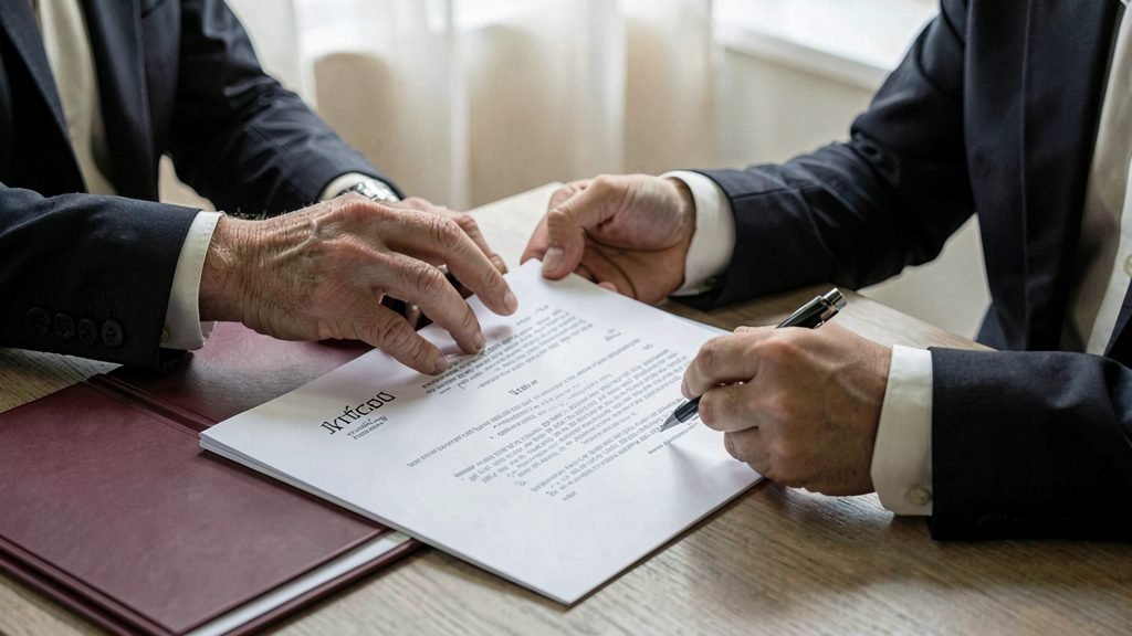 Fotografía ilustrativa: manos revisando un contrato laboral
